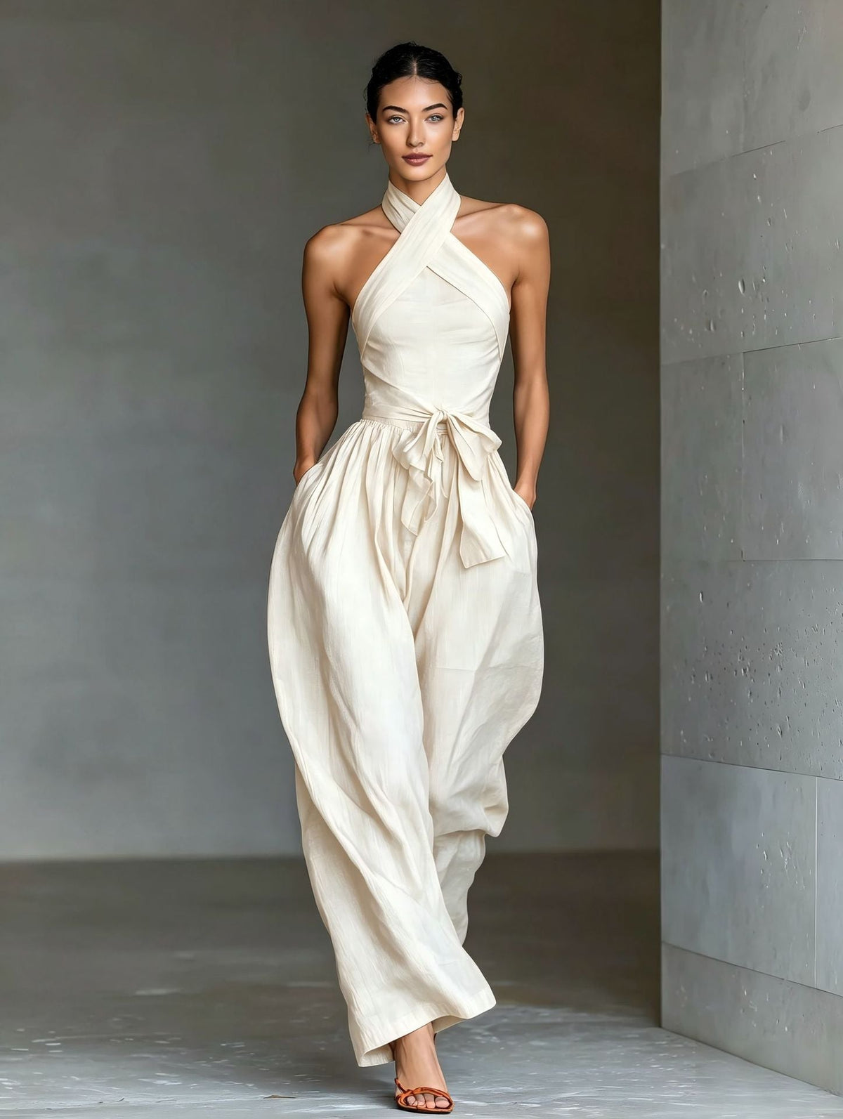Elegant Halter Wide-Leg Jumpsuit
