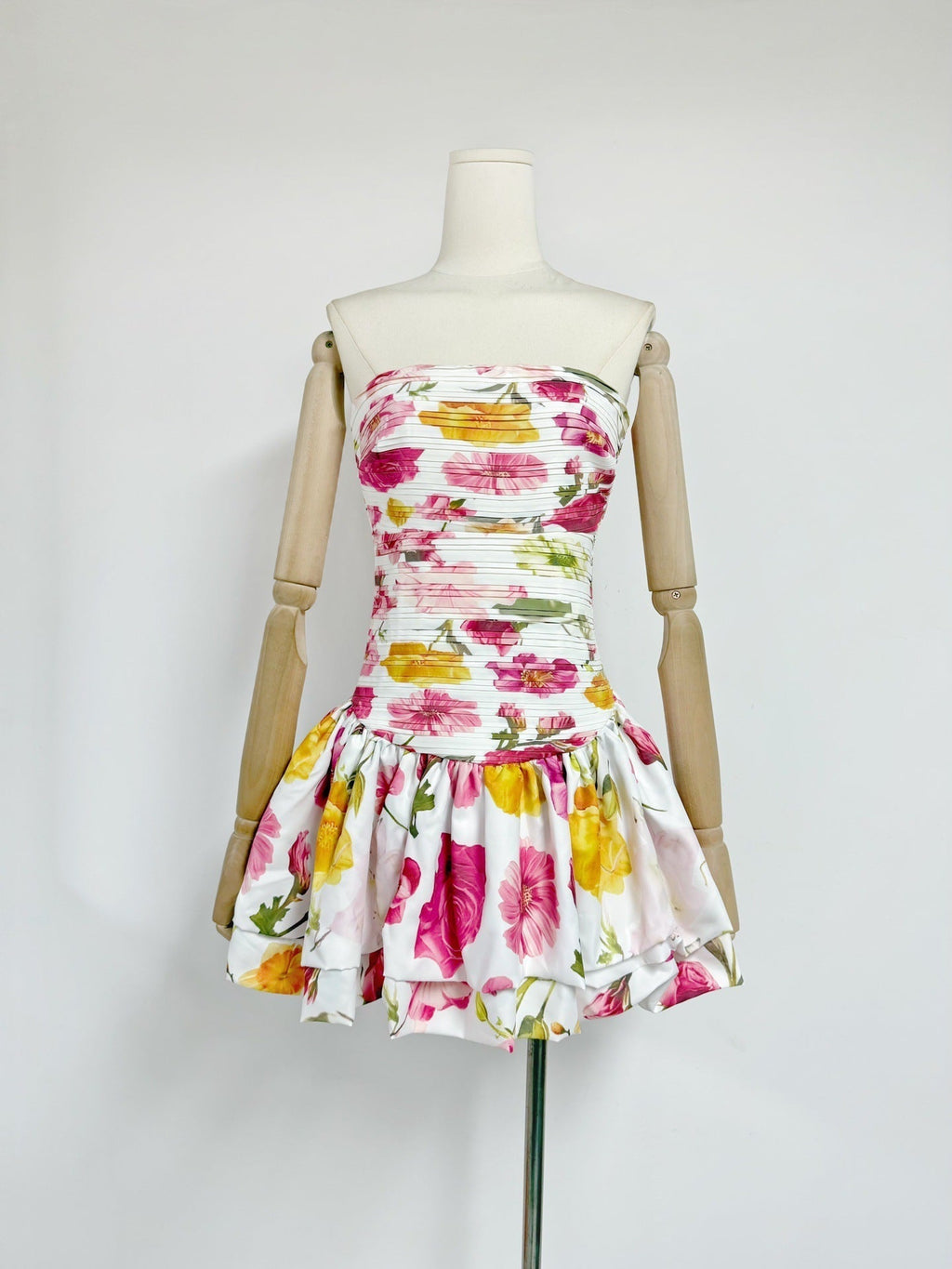 Strapless Pleated Playful Short Mini Dress
