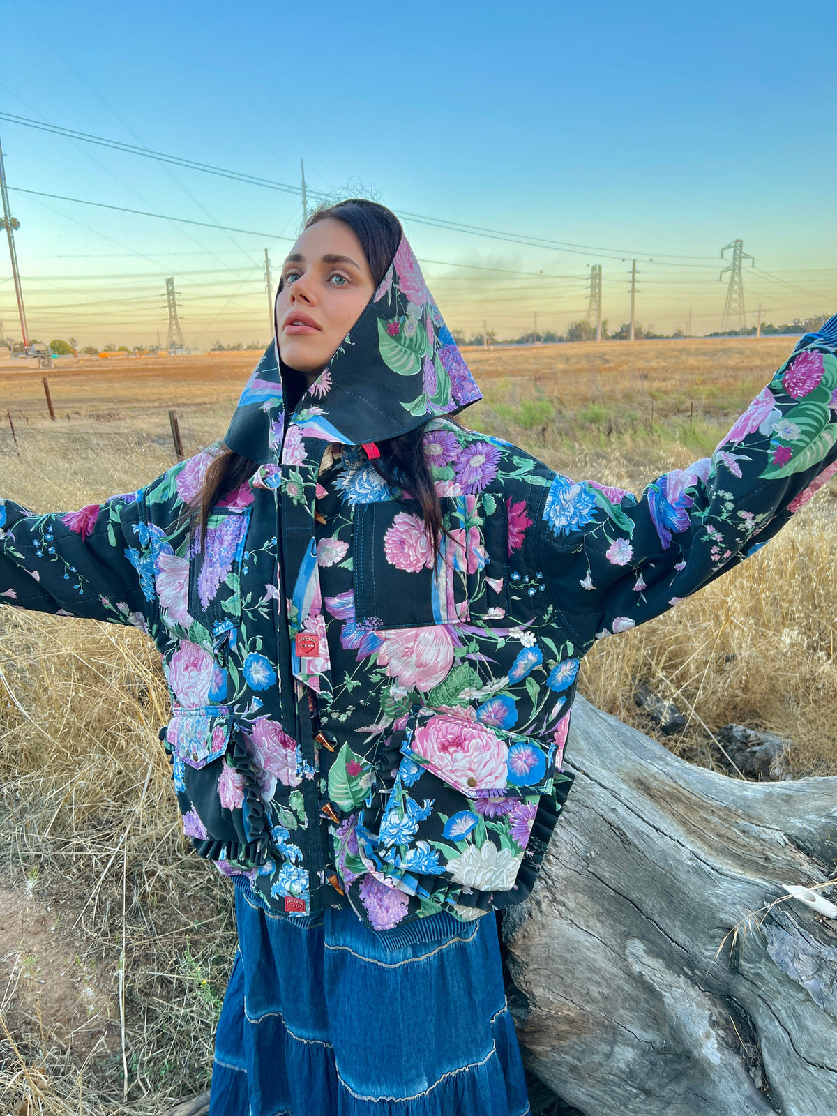 Upcycled Jacket & Headscarf Set