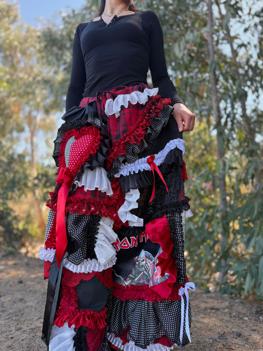 Upcycled Adjustable-Waist Ruffle Pants