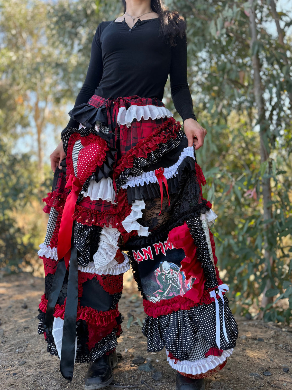 Upcycled Adjustable-Waist Ruffle Pants