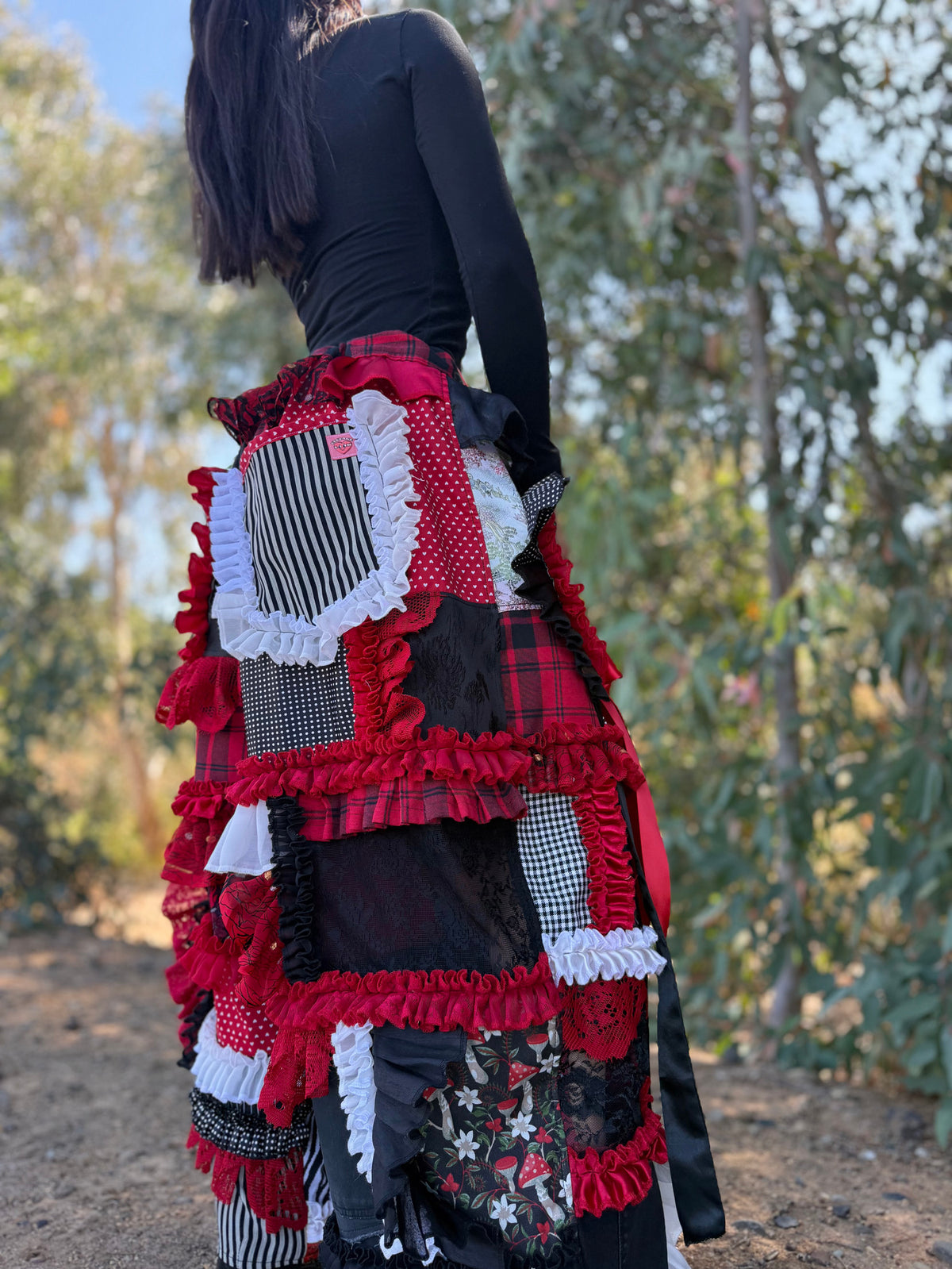 Upcycled Adjustable-Waist Ruffle Pants